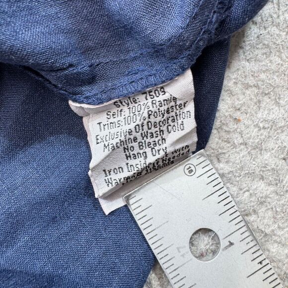 Johnny Was Blouse Womens Small Blue Embroidered Peasant Top Boho Ethnic Bib - Picture 8 of 15